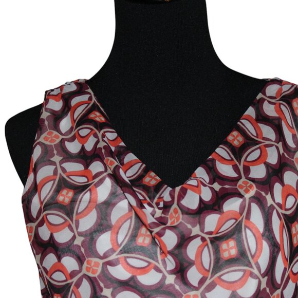 SALE BANANA REPUBLIC SLEEVELESS LIGHTWEIGHT GEOMETRIC ORANGE PURPLE TANK 4 EUC - Picture 3 of 9